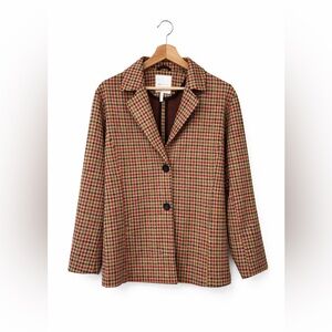 Alec Les Filles Oversized Houndstooth Knit Blazer XS Plaid Academia